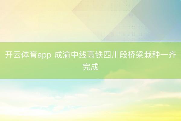 开云体育app 成渝中线高铁四川段桥梁栽种一齐完成