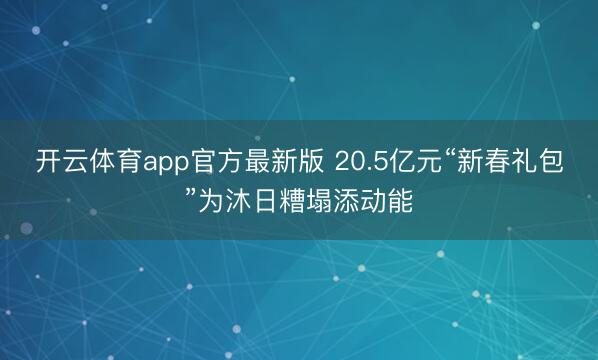 开云体育app官方最新版 20.5亿元“新春礼包”为沐日糟塌添动能