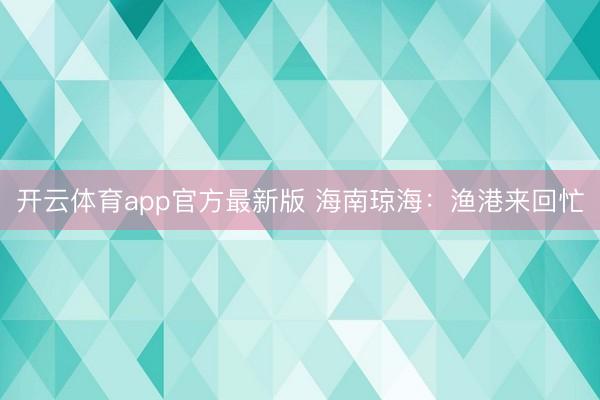 开云体育app官方最新版 海南琼海:渔港来回忙
