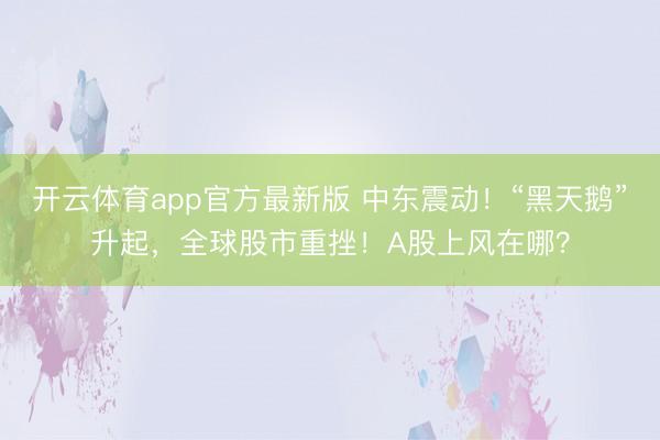开云体育app官方最新版 中东震动！“黑天鹅”升起，全球股市重挫！A股上风在哪？