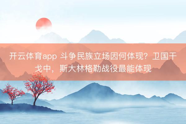 开云体育app 斗争民族立场因何体现?卫国干戈中,斯大林格勒战役最能体现