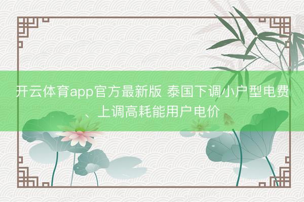 开云体育app官方最新版 泰国下调小户型电费、上调高耗能用户电价