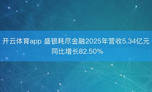 开云体育app 盛银耗尽金融2025年营收5.34亿元 同比增长82.50%